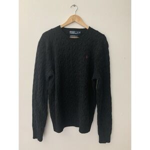 Polo Ralph Lauren Cable Knit Merino And Angora Rabbit Sweater XL Charcoal Prep